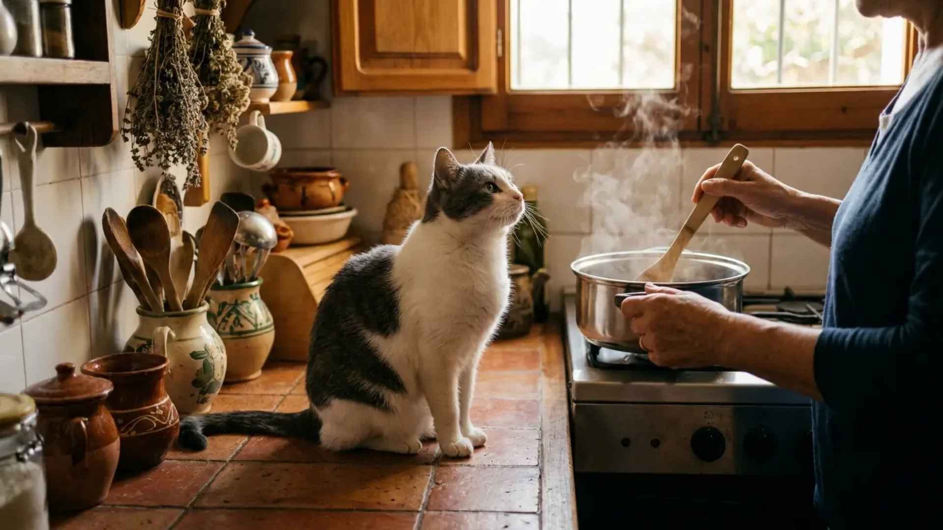 mujer haciendo la comida casera para un gato con insuficiencia renal
